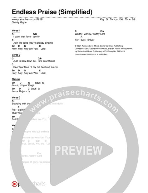 endless praise charity gayle chords|Endless Praise (Simplified) Chords PDF (Charity Gayle).